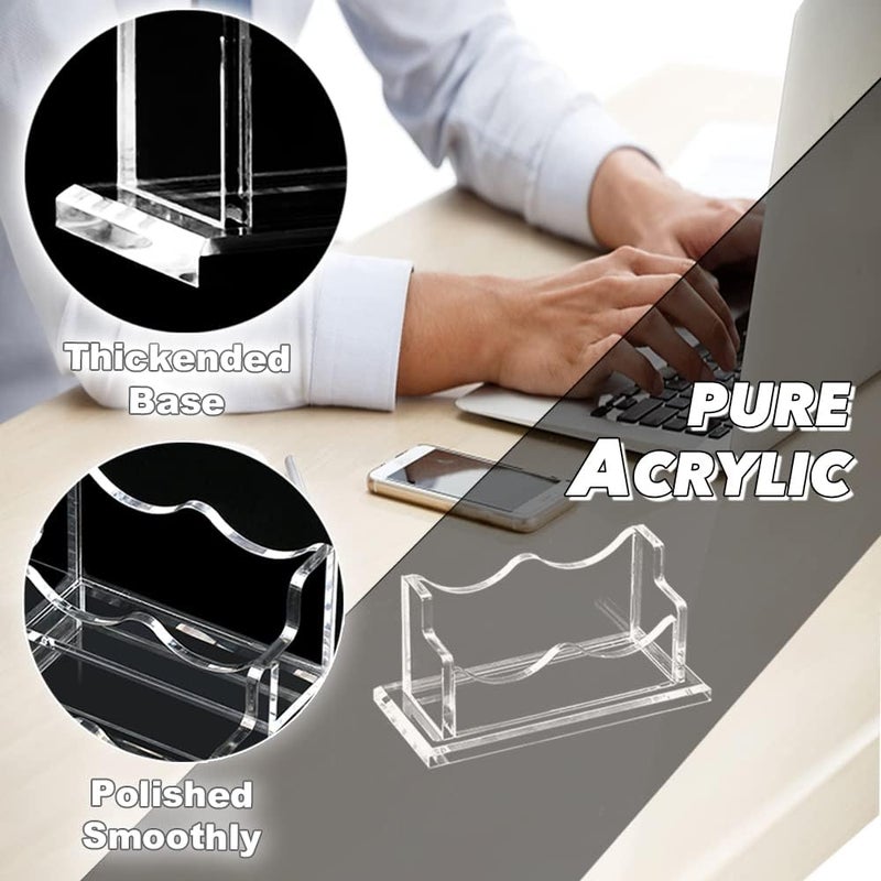PARTSPOWER Acrylic Business Card Holder for Desk, Horizontal Clear Business Name Card Display Stand, Desk Accessory Business Name Card Organizer (Horizontal, 1-Slot) - Image 2